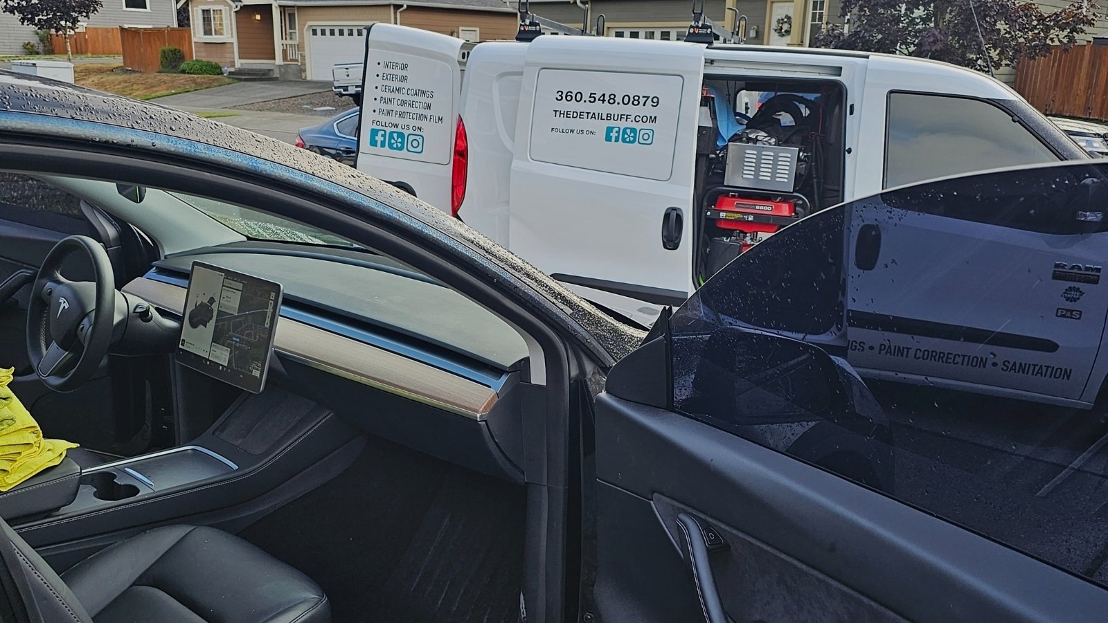 Professional mobile detailing setup self-contained